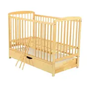 BabyNeeds - Patut din lemn Ola 120x60 cm, cu sertar, Natur BYNBOOLA02NT