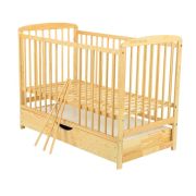 BabyNeeds - Patut din lemn Ola 120x60 cm, cu sertar, Natur BYNBOOLA02NT