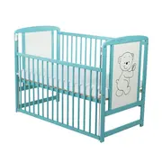 BabyNeeds - Patut din lemn Timmi 120x60 cm, cu laterala culisanta, Mint BYNBOTIM03MIN