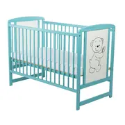BabyNeeds - Patut din lemn Timmi 120x60 cm, cu laterala culisanta, Mint BYNBOTIM03MIN