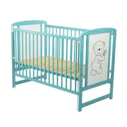 BabyNeeds - Patut din lemn Timmi 120x60 cm, cu laterala culisanta, Mint BYNBOTIM03MIN