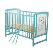 BabyNeeds - Patut din lemn Timmi 120x60 cm, cu laterala culisanta, Mint BYNBOTIM03MIN