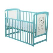 BabyNeeds - Patut din lemn Timmi 120x60 cm, cu laterala culisanta, Mint + Saltea 10 cm BYNBOTIM10CM03MIN