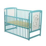 BabyNeeds - Patut din lemn Timmi 120x60 cm, cu laterala culisanta, Mint + Saltea 8 cm BYNBOTIM8CM03MIN
