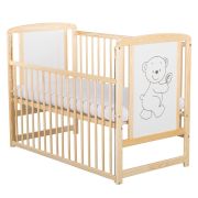 BabyNeeds - Patut din lemn Timmi 120x60 cm, cu laterala culisanta, Natur BYNBOTIM03NT