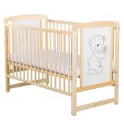BabyNeeds - Patut din lemn Timmi 120x60 cm, cu laterala culisanta, Natur BYNBOTIM03NT