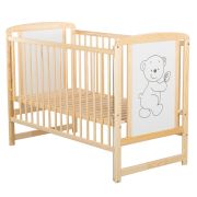 BabyNeeds - Patut din lemn Timmi 120x60 cm, cu laterala culisanta, Natur BYNBOTIM03NT