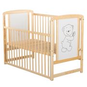 BabyNeeds - Patut din lemn Timmi 120x60 cm, cu laterala culisanta, Natur BYNBOTIM03NT