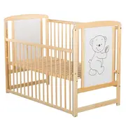 BabyNeeds - Patut din lemn Timmi 120x60 cm, cu laterala culisanta, Natur BYNBOTIM03NT