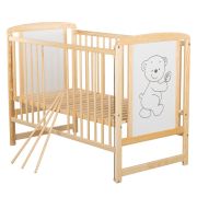BabyNeeds - Patut din lemn Timmi 120x60 cm, cu laterala culisanta, Natur BYNBOTIM03NT