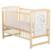 BabyNeeds - Patut din lemn Timmi 120x60 cm, cu laterala culisanta, Natur BYNBOTIM03NT