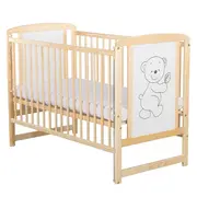 BabyNeeds - Patut din lemn Timmi 120x60 cm, cu laterala culisanta, Natur BYNBOTIM03NT