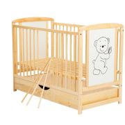 BabyNeeds - Patut din lemn Timmi 120x60 cm, cu sertar, Natur + Saltea 10 cm BYNBOTIM10CM02NT