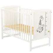BabyNeeds - Patut din lemn Timmi Girafa 120x60 cm, Alb BYNBOTIMG01AL