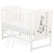 BabyNeeds - Patut din lemn Timmi Girafa 120x60 cm, Alb + Saltea 10 cm BYNBOTIMG10CM01AL