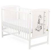 BabyNeeds - Patut din lemn Timmi Girafa 120x60 cm, Alb + Saltea 10 cm BYNBOTIMG10CM01AL