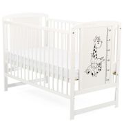 BabyNeeds - Patut din lemn Timmi Girafa 120x60 cm, Alb + Saltea 8 cm BYNBOTIMG8CM01AL