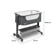 Lionelo - Patut co-sleeper Timon Pliabil, 3 in 1 din Aluminiu, 90x50 cm, Gri BYNLO-TIMON