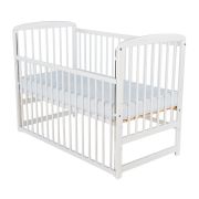 BabyNeeds - Patut din lemn Ola 120x60 cm, cu laterala culisanta, Alb + Saltea 12 cm BYNBOOLA12CM03AL