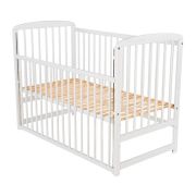 BabyNeeds - Patut din lemn Ola 120x60 cm, cu laterala culisanta, Alb + Saltea 12 cm BYNBOOLA12CM03AL