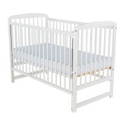 BabyNeeds - Patut din lemn Ola 120x60 cm, cu laterala culisanta, Alb + Saltea 12 cm BYNBOOLA12CM03AL