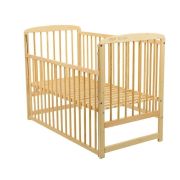 BabyNeeds - Patut din lemn Ola 120x60 cm, cu laterala culisanta, Natur + Saltea 12 cm BYNBOOLA12CM03NT