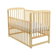 BabyNeeds - Patut din lemn Ola 120x60 cm, cu laterala culisanta, Natur + Saltea 12 cm BYNBOOLA12CM03NT