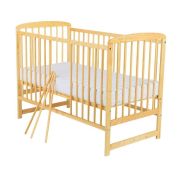 BabyNeeds - Patut din lemn Ola 120x60 cm, Natur + Saltea 12 cm BYNBOOLA12CM01NT