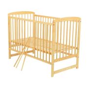 BabyNeeds - Patut din lemn Ola 120x60 cm, Natur + Saltea 12 cm BYNBOOLA12CM01NT