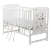 BabyNeeds - Patut din lemn Timmi 120x60 cm, Alb + Saltea 12 cm BYNBOTIM12CM01AL