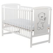 BabyNeeds - Patut din lemn Timmi 120x60 cm, Alb + Saltea 12 cm BYNBOTIM12CM01AL
