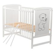 BabyNeeds - Patut din lemn Timmi 120x60 cm, Alb + Saltea 12 cm BYNBOTIM12CM01AL