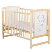 BabyNeeds - Patut din lemn Timmi 120x60 cm, cu laterala culisanta, Natur + Saltea 12 cm BYNBOTIM12CM03NT