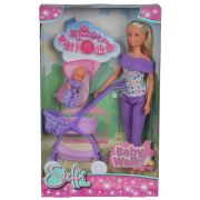 Papusa simba steffi love baby walk 29 cm mov cu carucior si accesorii hubs105733067-mov