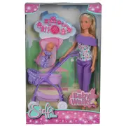 Papusa simba steffi love baby walk 29 cm mov cu carucior si accesorii hubs105733067-mov