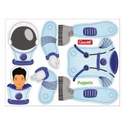 Joc educativ pentru copii Quercetti Play Montessori 0614 Puppets Astronauti cu suruburi si piulite si suport expunere - SOLQ0614