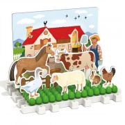 Joc educativ pentru copii Quercetti Play Montessori 0621 Play Habitat Animale domestice la ferma si animale salbatice in padure - SOLQ0621