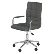 Scaun birou copii hm gonzo 3, tapiterie stofa, cadru polipropilena, inaltime reglabila, brate tapitate, 90 kg, gri inchis drm4870
