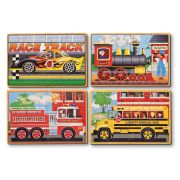 Set 4 puzzle lemn in cutie Vehicule Melissa and Doug - OKEMD3794