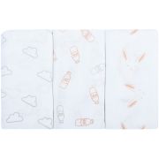 Set 3 museline bebe 100% bumbac pink bunny - 80x80 cm