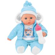 Papusa fetita cu biberon 41 cm Globo Bimbo 39475  geaca gluga roz sau bleu si bavetica - SOLGL39475