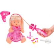 Papusa fetita cu sunete 40 cm Globo Bimbo 38931 cu accesorii frumusete si dispozitiv impletit parul - SOLGL38931