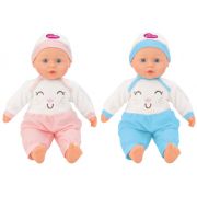 Papusa fetita cu sunete 40 cm Globo Bimbo 39461 cu costum pisicuta roz sau bleu si caciula - SOLGL39461