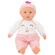 Papusa fetita cu sunete 40 cm Globo Bimbo 39461 cu costum pisicuta roz sau bleu si caciula - SOLGL39461