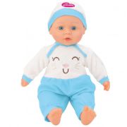 Papusa fetita cu sunete 40 cm Globo Bimbo 39461 cu costum pisicuta roz sau bleu si caciula - SOLGL39461
