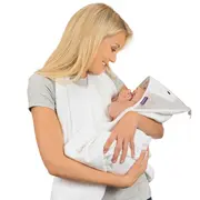 Prosop de baie pentru bebelus si mama Bamboo Penguin white Clevamama SUPclvm_3512