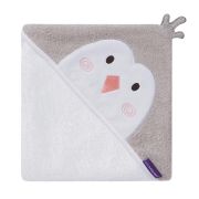 Prosop de baie pentru bebelus si mama Bamboo Penguin white Clevamama SUPclvm_3512
