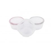 Set 3 Mini Caserole stocare si depozitare mancare BO Jungle pentru bebelusi roz din sticla cu capac 360 ml - SOLBJB500500