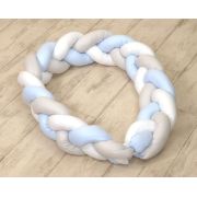 Amy - Baby Nest Si Bumper Impletit, Detasabile, 80 X 50 Cm Alb Gri Blue Pjb63930