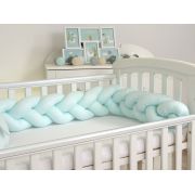 Aparatoare Laterala Pat Bumper Impletit, Cu Inchidere Velcro, Bumbac, Mint, 210x21 Cm Pjb63755